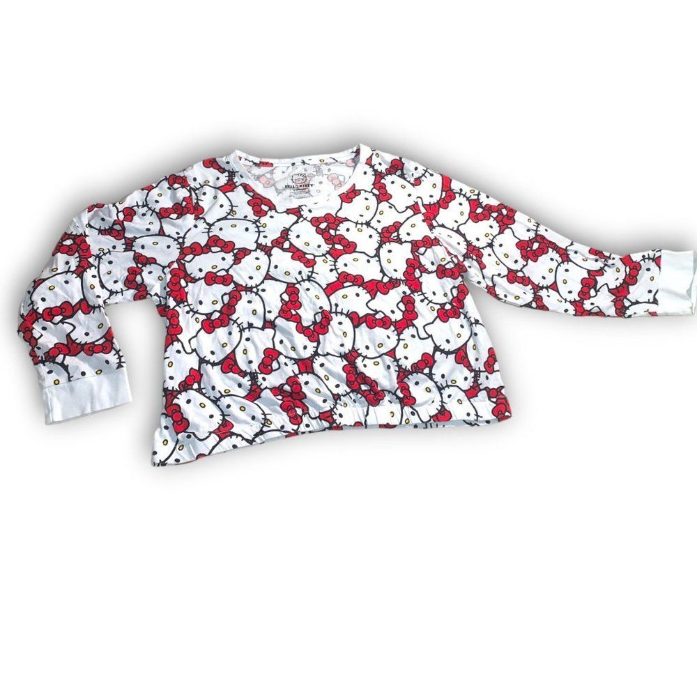 Women's Hello Kitty Long Sleeved Oversized Crop Top Shirt